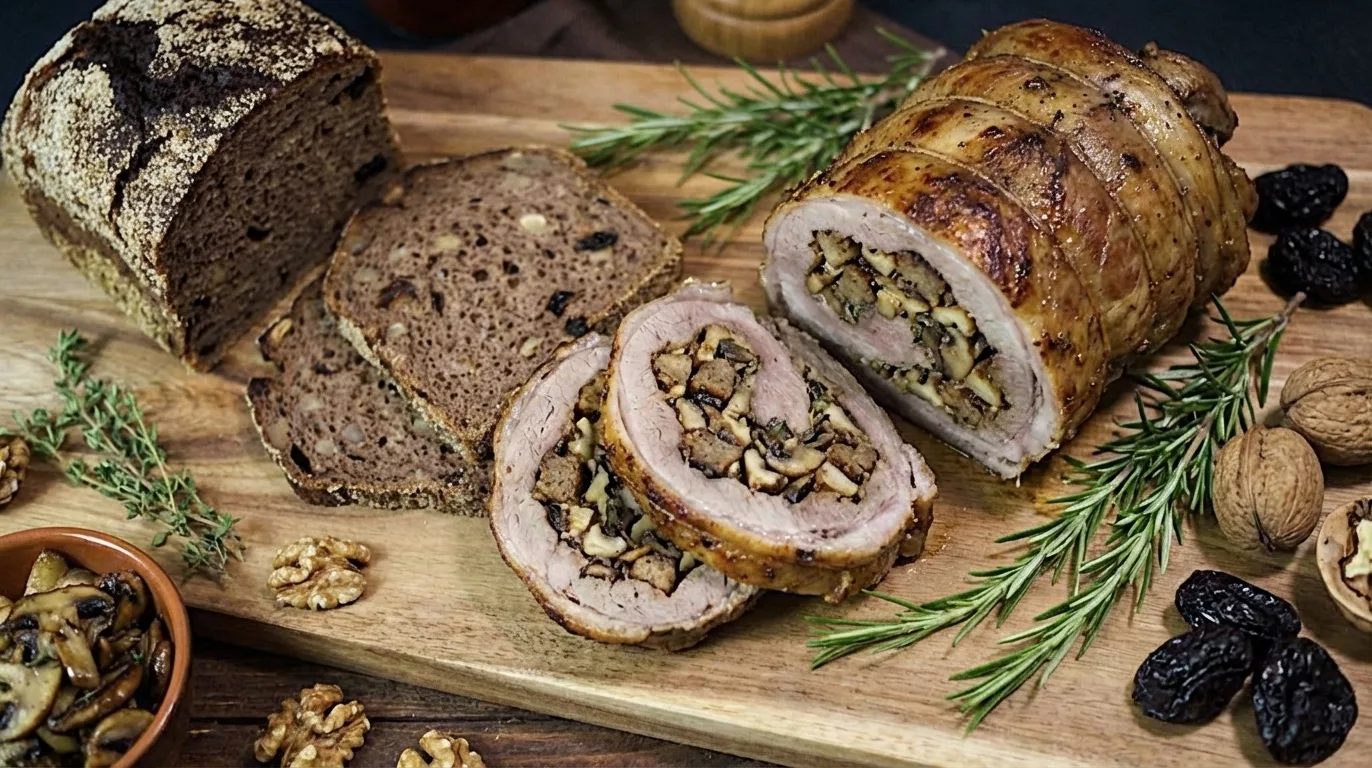 Sočni rolat od jaretine sa nadevom od hleba i pečuraka