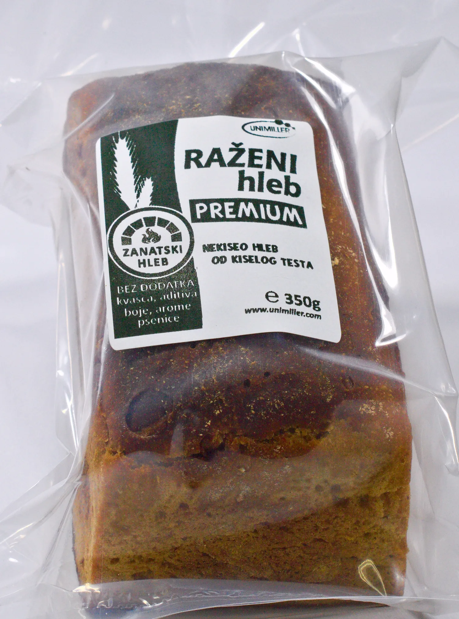 Upakovan Raženi PREMIUM hleb 350g Unimiller Pekara